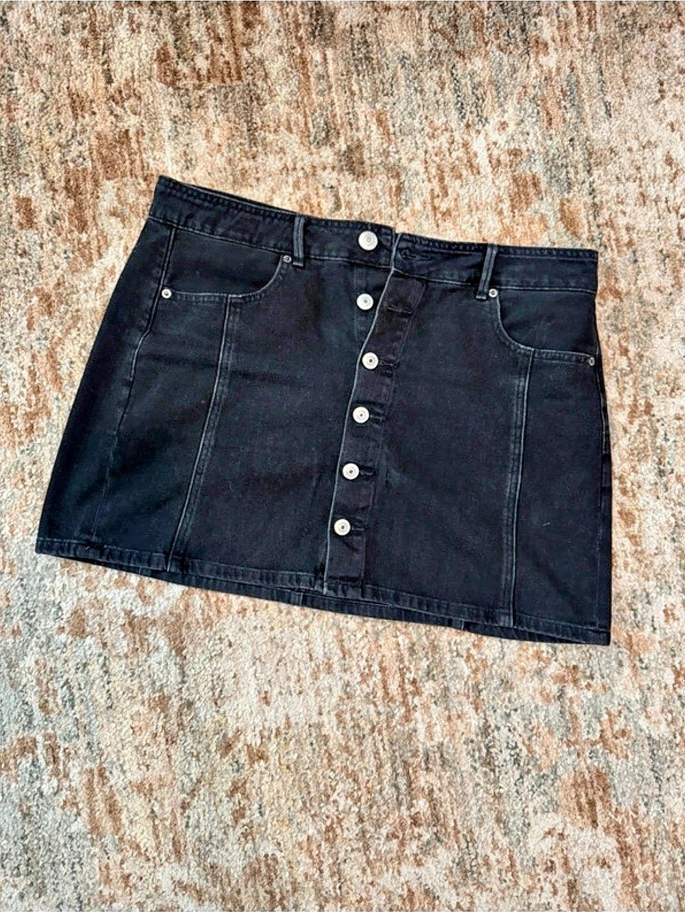 American Eagle Black Denim Mini Skirt Size 12 Like New